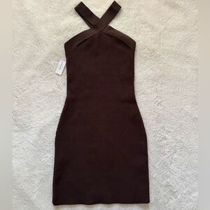 Aritzia brown sculpt knit dress